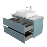 Тумба под раковину со столешницей BelBagno Kraft 80 подвесная, матовая голубая, столешница kep-80-bo