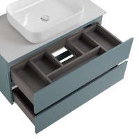 Тумба под раковину со столешницей BelBagno Kraft 80 подвесная, матовая голубая, столешница kep-80-bo