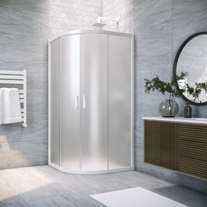 Душевой уголок Vegas Glass ZS Novo 110 01 10 профиль белый, стекло сатин