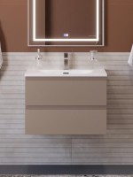 Тумба с раковиной BelBagno Kraft 70 подвесная, матовая бежевая, раковина bb-8099-70