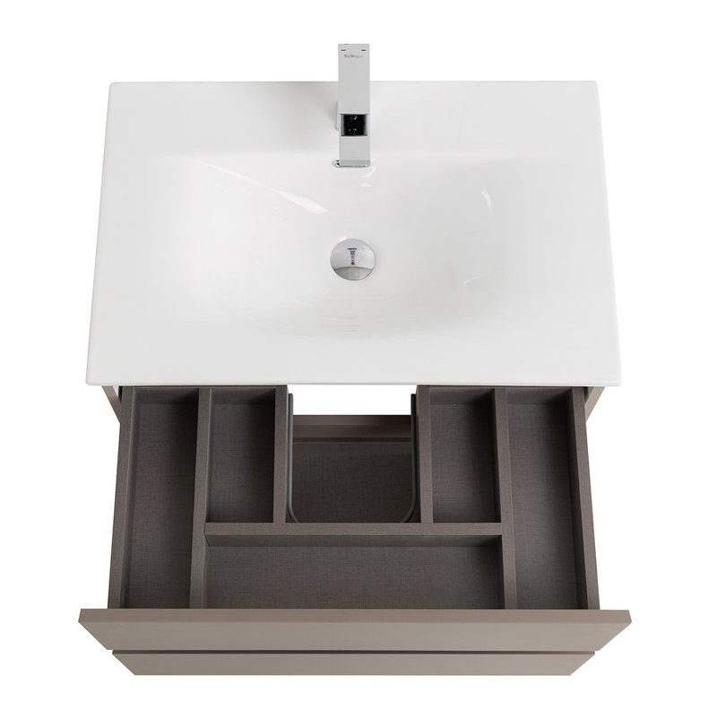 Тумба с раковиной BelBagno Kraft 70 подвесная, матовая бежевая, раковина bb-8099-70