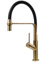 Смеситель для кухни ESKO K50GB с гибким изливом, черный, золото