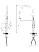 Смеситель для кухни ESKO K50GB с гибким изливом, черный, золото