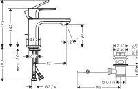 Смеситель для раковины Hansgrohe Rebris E 72553670 с донным клапаном, черный матовый