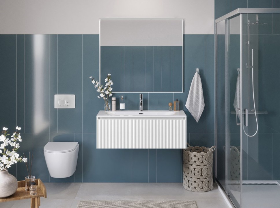 Мебель для ванной комнаты BelBagno Uno 100 подвесная, 1 ящик, bianco opaco