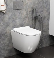 Унитаз подвесной Bauedge Bau Ceramics безободковый, с микролифтом, белый