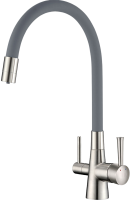 Комплект Мойка Lemark Imandra 840 9910035 серый шелк + Смеситель Comfort LM3075BN с гибким изливом, никель, серый