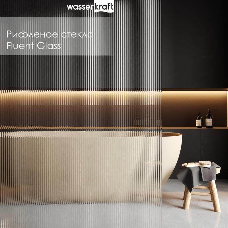 Душевая перегородка Wasserkraft Rur 30W 120 см, профиль никель, стекло рифленое