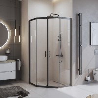 Душевой уголок BelBagno Uno 195 P 2 90 C Nero профиль черный, стекло прозрачное
