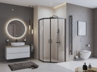 Душевой уголок BelBagno Uno 195 P 2 90 C Nero профиль черный, стекло прозрачное