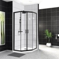 Душевой уголок BelBagno Uno 195 P 2 90 C Nero профиль черный, стекло прозрачное