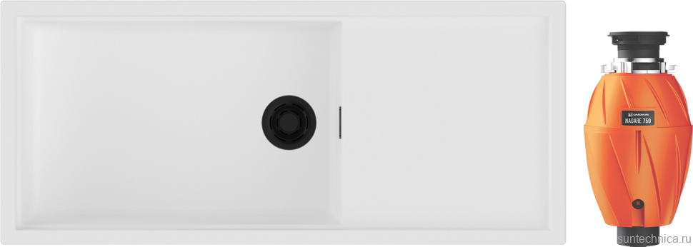 Комплект Мойка Omoikiri Sintesi 116-WH белая + Измельчитель Nagare 750