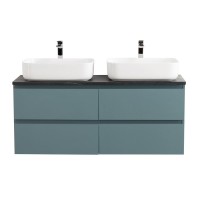 Тумба под раковину со столешницей BelBagno Kraft 120 подвесная, матовая голубая, столешница kep-120-2-mno, для двоих