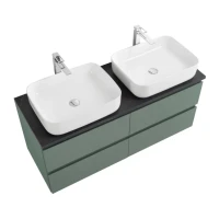 Тумба под раковину со столешницей BelBagno Kraft 120 подвесная, матовая голубая, столешница kep-120-2-mno, для двоих