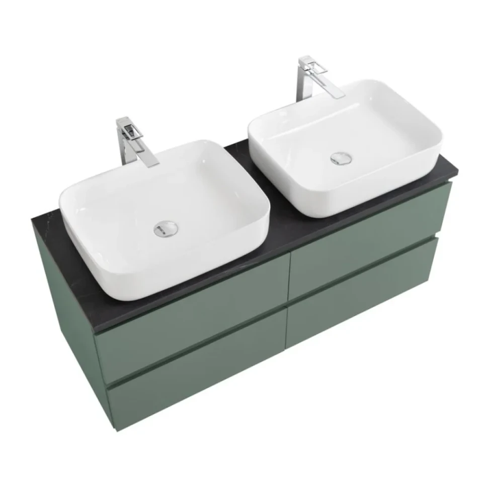 Тумба под раковину со столешницей BelBagno Kraft 120 подвесная, матовая голубая, столешница kep-120-2-mno, для двоих