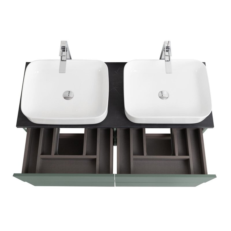 Тумба под раковину со столешницей BelBagno Kraft 120 подвесная, матовая голубая, столешница kep-120-2-mno, для двоих