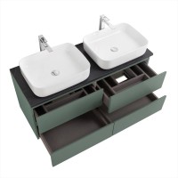 Тумба под раковину со столешницей BelBagno Kraft 120 подвесная, матовая голубая, столешница kep-120-2-mno, для двоих