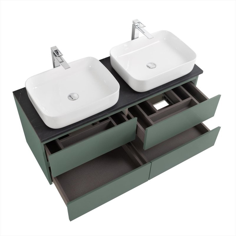 Тумба под раковину со столешницей BelBagno Kraft 120 подвесная, матовая голубая, столешница kep-120-2-mno, для двоих