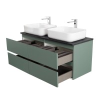 Тумба под раковину со столешницей BelBagno Kraft 120 подвесная, матовая голубая, столешница kep-120-2-mno, для двоих