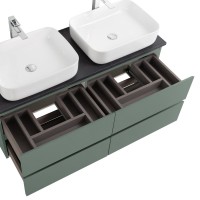 Тумба под раковину со столешницей BelBagno Kraft 120 подвесная, матовая голубая, столешница kep-120-2-mno, для двоих