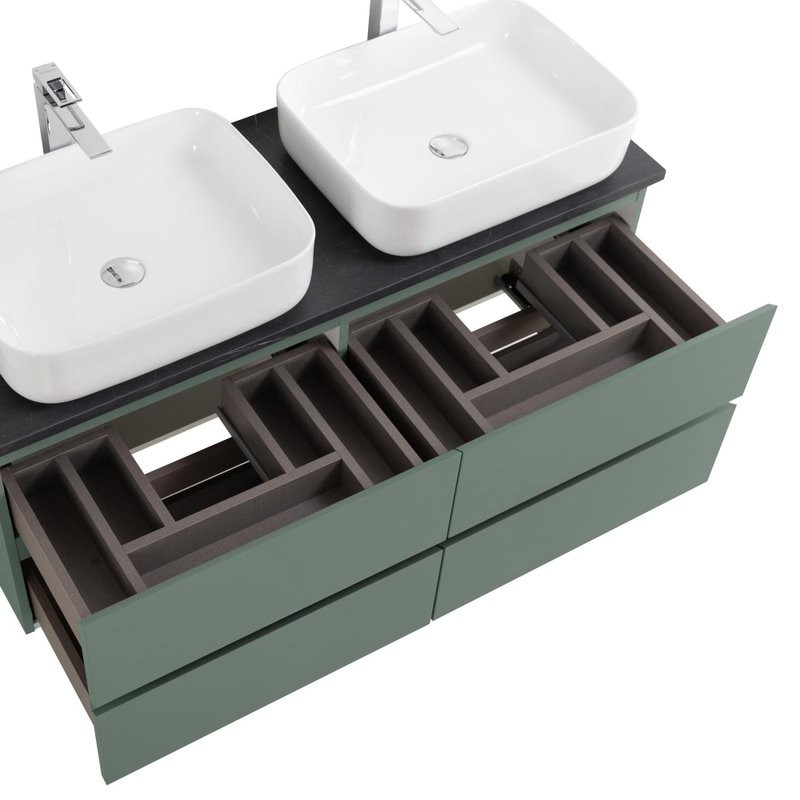 Тумба под раковину со столешницей BelBagno Kraft 120 подвесная, матовая голубая, столешница kep-120-2-mno, для двоих