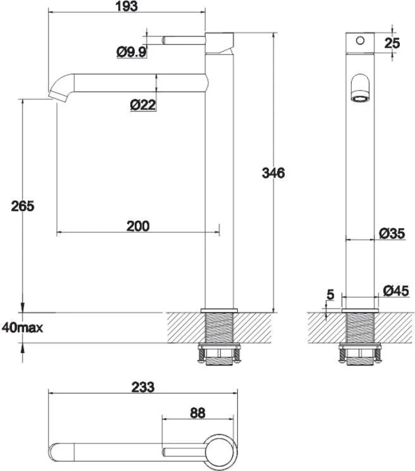 Смеситель для раковины WHITECROSS Y Y1213BL черный матовый