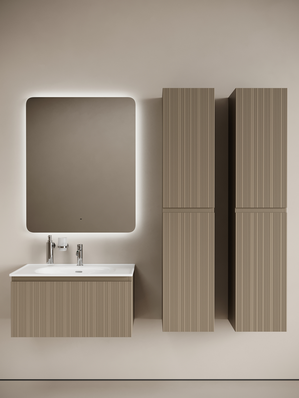 Тумба с раковиной Sancos Code 80 подвесная, серо-бежевая