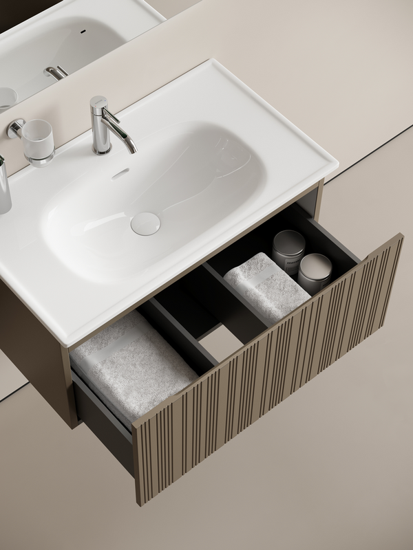 Тумба с раковиной Sancos Code 80 подвесная, серо-бежевая