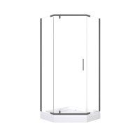 Душевой уголок Triton Дека -Графит 90х90х207, с поддоном, профиль вороненая сталь, стекло прозрачное