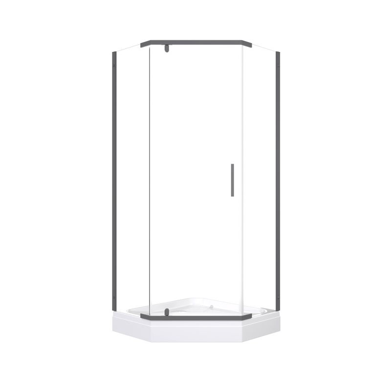 Душевой уголок Triton Дека -Графит 90х90х207, с поддоном, профиль вороненая сталь, стекло прозрачное