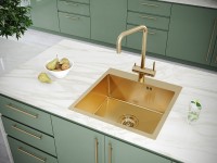 Комплект Мойка Paulmark Kroner PM215951-BG брашированное золото + Измельчитель Intenso
