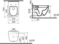 Комплект Унитаз подвесной VitrA Mia Round белый глянцевый + Крышка с микролифтом, петли хром + Инсталляция VitrA V-Fix Core + Кнопка смыва Root R 740-2280 хром
