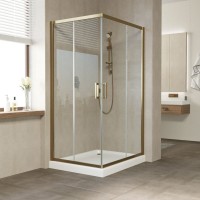 Душевой уголок Vegas Glass ZA-F Tur Novo 100*80 05 01 профиль бронза, стекло прозрачное