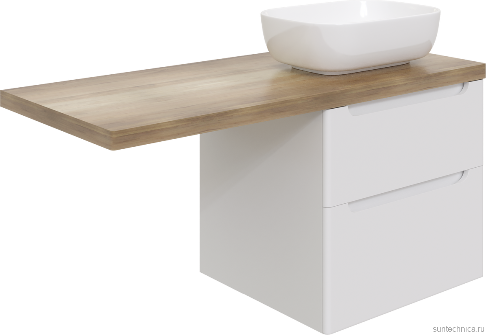Тумба с раковиной STWORKI Берген 60 белая со светлой столешницей 122, Moduo 50 Square, L