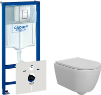 Комплект Унитаз подвесной DIWO Коломна 0700 с микролифтом + Инсталляция Grohe Rapid SL 38772001 3 в 1 с кнопкой смыва + Шумоизоляция 37131000