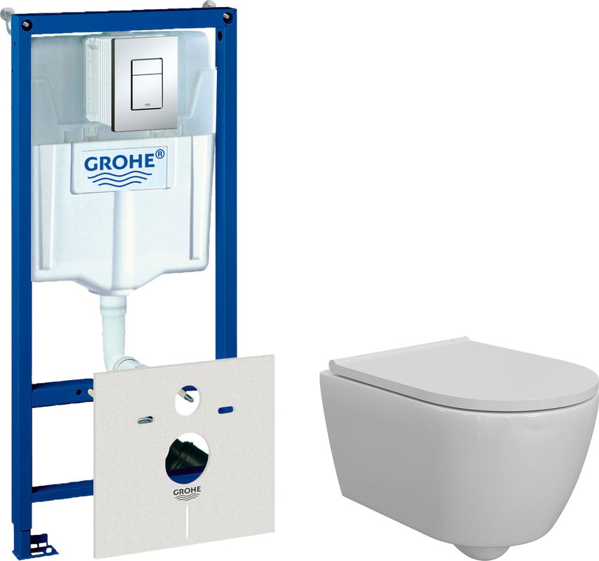 Комплект Унитаз подвесной DIWO Коломна 0700 с микролифтом + Инсталляция Grohe Rapid SL 38772001 3 в 1 с кнопкой смыва + Шумоизоляция 37131000