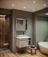 Мебель для ванной комнаты Grossman Фалькон 80 бетон, раковина GR-3016