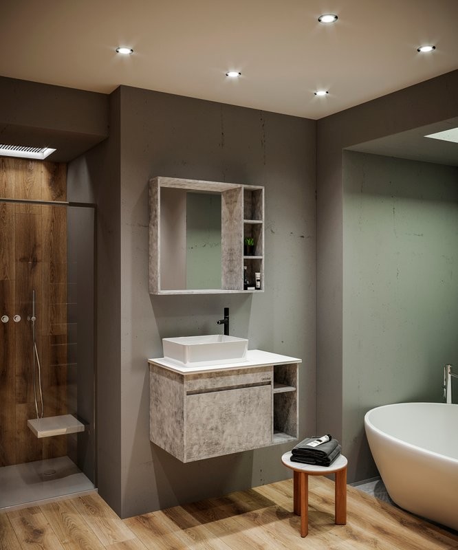 Мебель для ванной комнаты Grossman Фалькон 80 бетон, раковина GR-3016