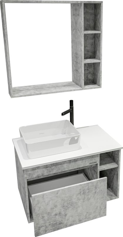 Мебель для ванной комнаты Grossman Фалькон 80 бетон, раковина GR-3016