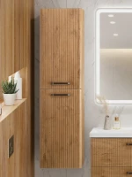 Шкаф-пенал для ванной BelBagno Due 40 подвесной, ручки матовый темный никель, rovere nature