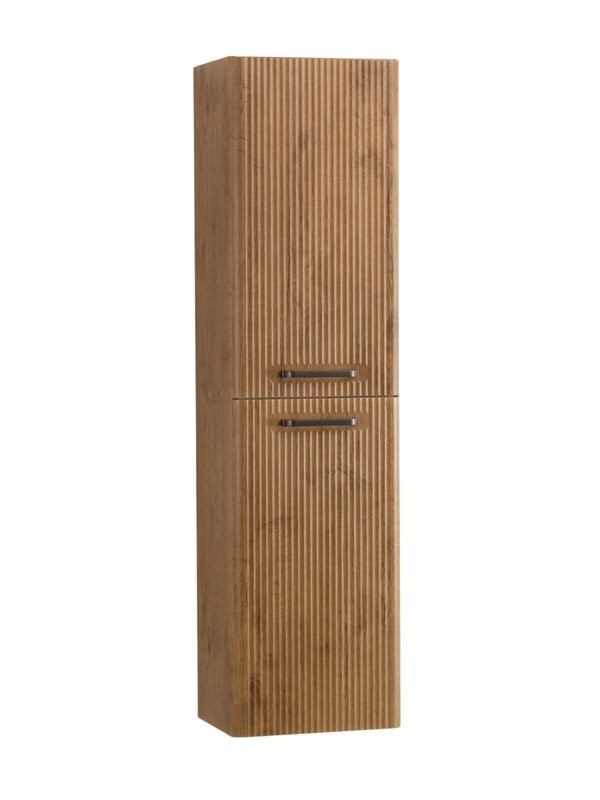 Шкаф-пенал для ванной BelBagno Due 40 подвесной, ручки матовый темный никель, rovere nature