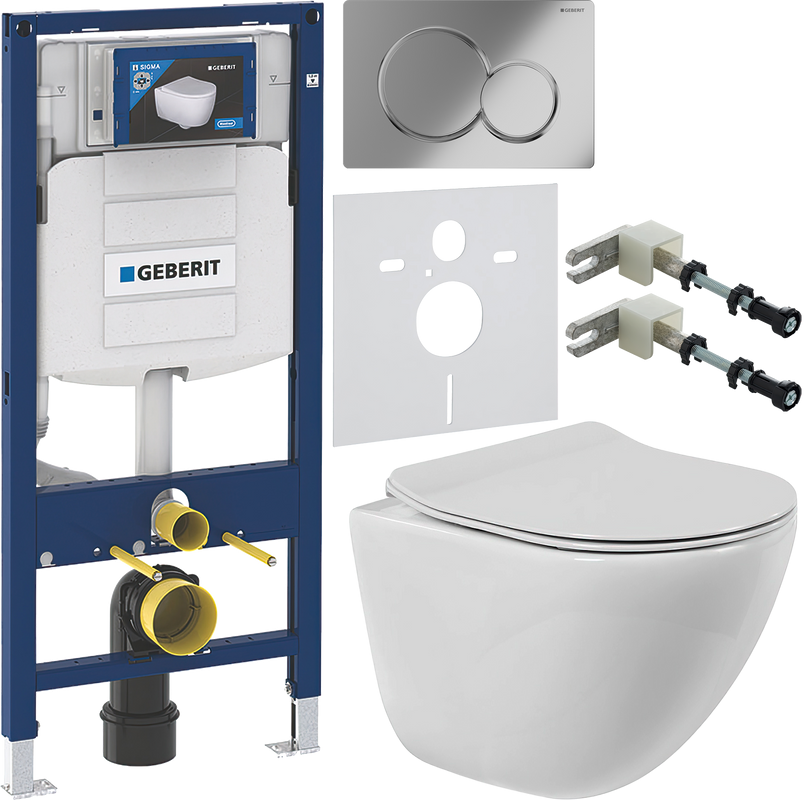Комплект Унитаз подвесной BelBagno Amanda BB051CHR безободковый + Крышка BB2034SC с микролифтом + Инсталляция Geberit Duofix UP 320 111.300.00.5 + Кнопка Sigma 01 115.770.21.5 хром + Крепления 111.815.00.1 к стене + Звукоизоляция