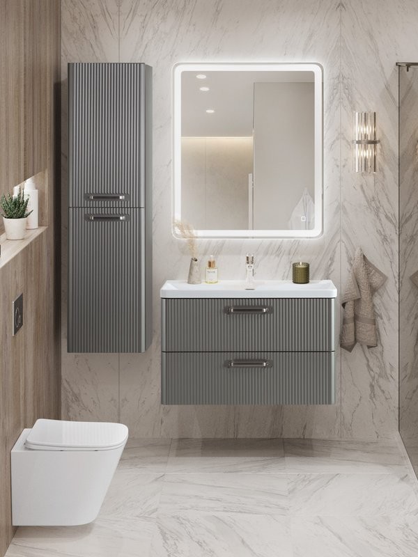 Тумба с раковиной BelBagno Due 80 ручки матовый атласный никель, сатин