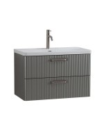 Тумба с раковиной BelBagno Due 80 ручки матовый атласный никель, сатин