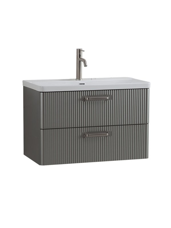 Тумба с раковиной BelBagno Due 80 ручки матовый атласный никель, сатин