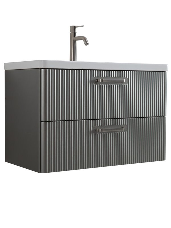 Тумба с раковиной BelBagno Due 80 ручки матовый атласный никель, сатин