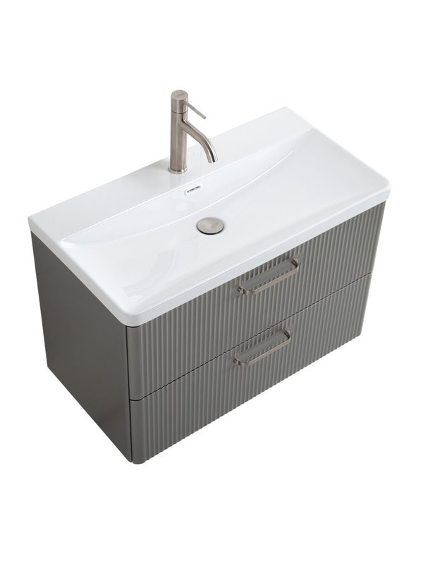 Тумба с раковиной BelBagno Due 80 ручки матовый атласный никель, сатин