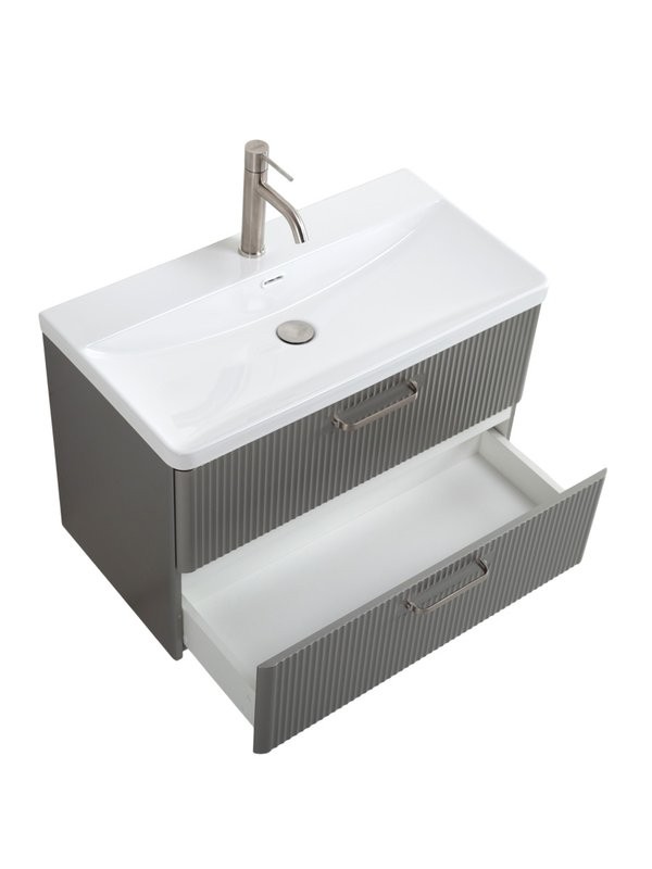 Тумба с раковиной BelBagno Due 80 ручки матовый атласный никель, сатин