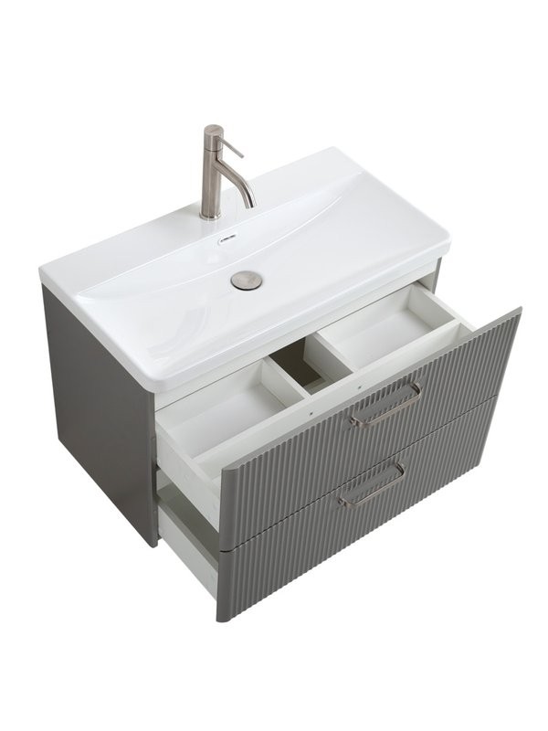 Тумба с раковиной BelBagno Due 80 ручки матовый атласный никель, сатин