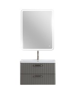 Тумба с раковиной BelBagno Due 80 ручки матовый атласный никель, сатин